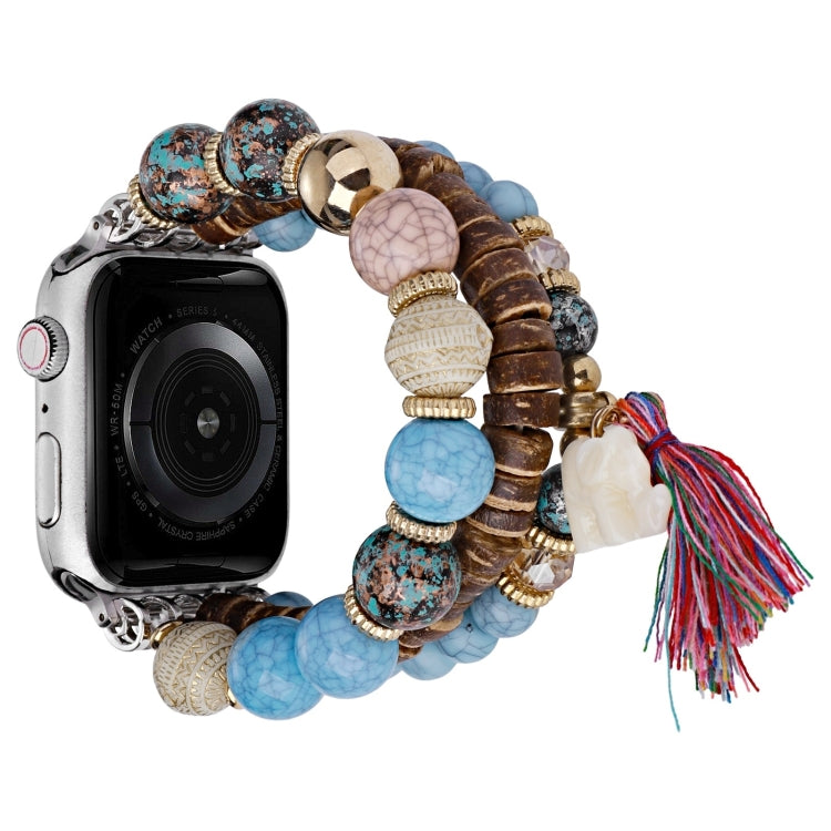 Beads Elephant Pendant Watch Band, For Apple Watch Series 10 46mm, For Apple Watch Series 10 42mm, For Apple Watch SE 2023 44mm, For Apple Watch SE 2023 40mm, For Apple Watch Ultra 2 49mm, For Apple Watch 9 45mm, For Apple Watch 9 41mm