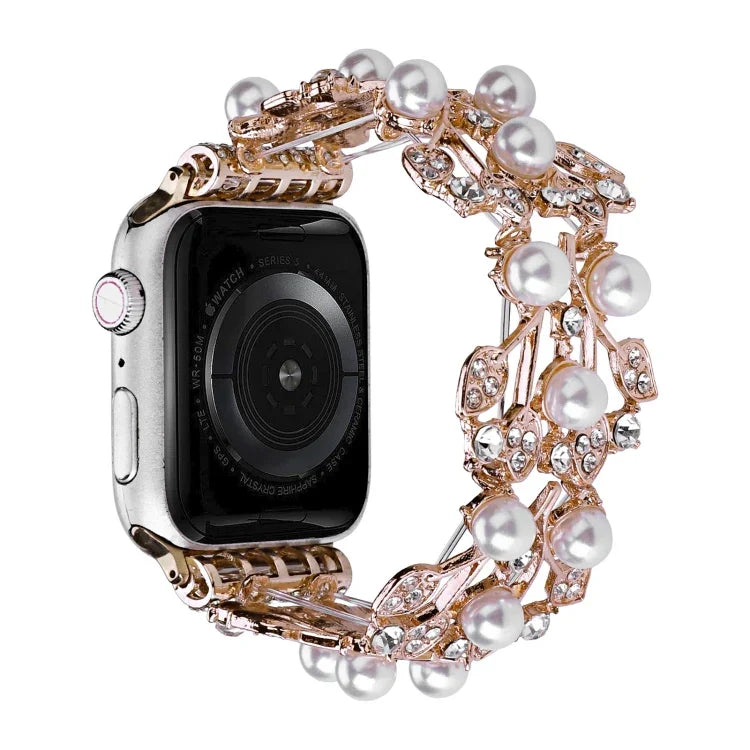 Four-leaf Bead Metal Watch Band, For Apple Watch Series 10 46mm, For Apple Watch Series 10 42mm, For Apple Watch SE 2023 44mm, For Apple Watch SE 2023 40mm, For Apple Watch Ultra 2 49mm, For Apple Watch 9 45mm, For Apple Watch 9 41mm