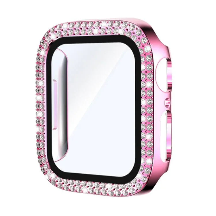 xDfind Double Row Diamond Tempered Glass Film Integrated PC Watch Cover, For Apple Watch Series 6 / 5 / 4 / SE 44mm, For Apple Watch Series 6 / 5 / 4 / SE 40mm, For Apple Watch Series 11 46mm / 10 46mm, For Apple Watch Series 11 42mm / 10 42mm