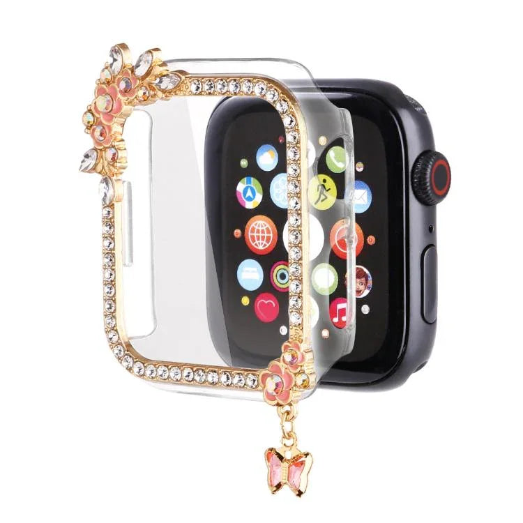 Tassel Flower Single Diamond Hollow PC Watch Shell, For Apple Watch Series 6 / 5 / 4 & SE 44mm, For Apple Watch Series 6 / 5 / 4 & SE 40mm, For Apple Watch Series 10 / 11 46mm, For Apple Watch Series 10 / 11 42mm, For Apple Watch Series 9 / 8 / 7 44mm