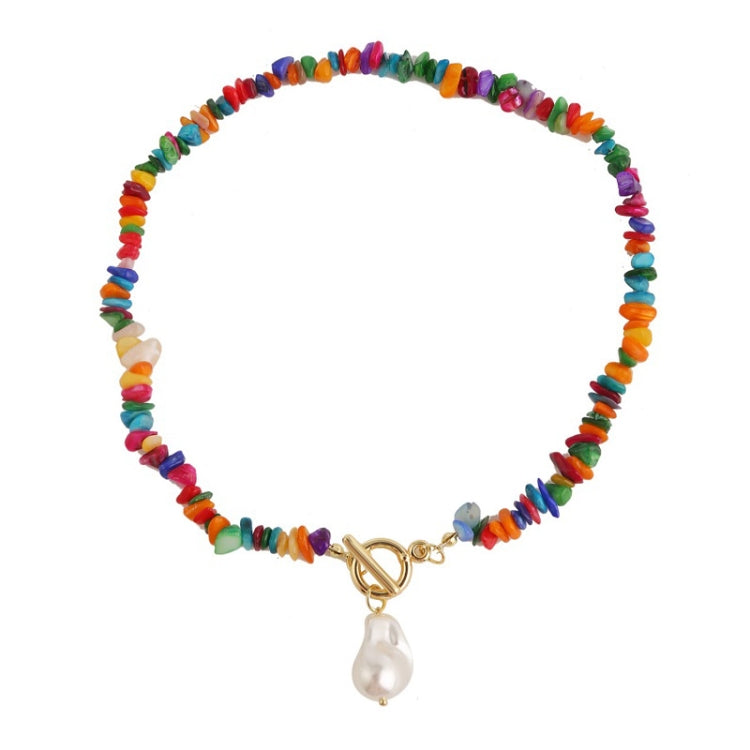 Boho Colorful Broken Natural Stone Necklace, Model:, N2105-9 Color Stone Pearl Pendant, N2206-8 Pink Stone, N2206-9 Light Blue Stone, N2206-10 Multi-color Stone, N2206-11 Transparent Stone, N2106-23 Pink Stone Single Chain