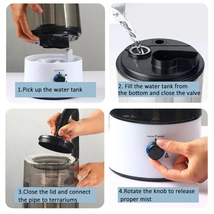 4L Reptile Humidifier Fogger Cool Mist Fog Mister with Tube for Tortoise Habita - Trustpick