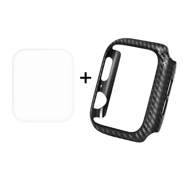 ENKAY Hat-Prince 2-in-1 Schutzhülle aus TPU mit Carbonfaser-Textur + 3D-Vollbild-Displayschutzfolie aus PET (gebogen, hitzebeständig) für Apple Watch Series 6 / 5 / 4 / Watch SE (40 mm)