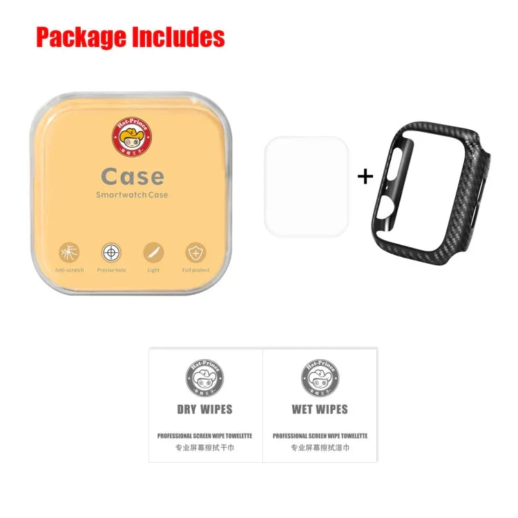 ENKAY Hat-Prince 2-in-1 Schutzhülle aus TPU mit Carbonfaser-Textur + 3D-Vollbild-Displayschutzfolie aus PET (gebogen, hitzebeständig) für Apple Watch Series 6 / 5 / 4 / Watch SE (40 mm)