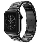 Für Apple Watch Series 10 42 mm / 9 &amp; 8 &amp; 7 41 mm / SE 3 &amp; SE 2 &amp; 6 &amp; SE 5 &amp; 4 40 mm / 3 &amp; 2 &amp; 1 38 mm Faltschließe, 3-Perlen-Armband aus Edelstahl