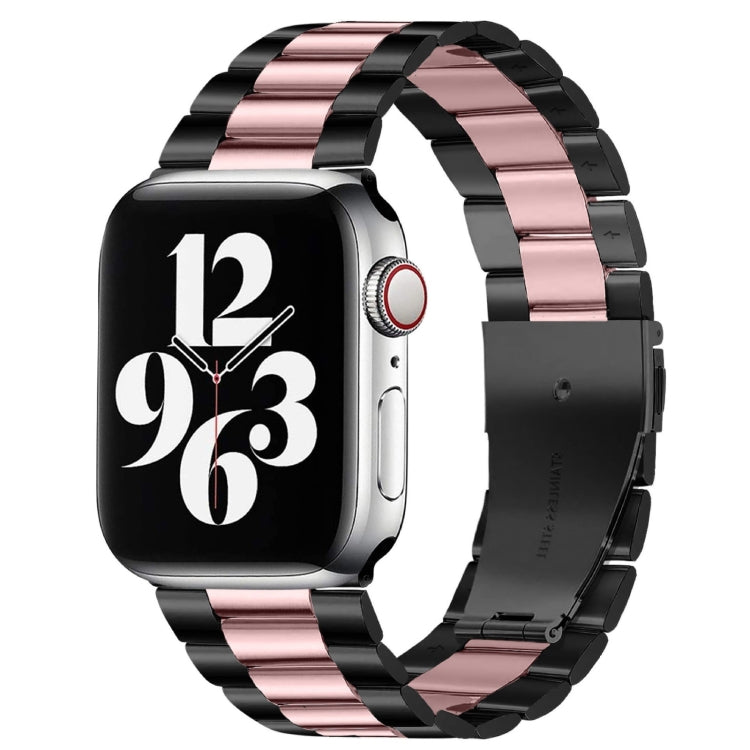 Für Apple Watch Series 10 42 mm / 9 &amp; 8 &amp; 7 41 mm / SE 3 &amp; SE 2 &amp; 6 &amp; SE 5 &amp; 4 40 mm / 3 &amp; 2 &amp; 1 38 mm Faltschließe, 3-Perlen-Armband aus Edelstahl
