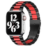 Für Apple Watch Series 10 42 mm / 9 &amp; 8 &amp; 7 41 mm / SE 3 &amp; SE 2 &amp; 6 &amp; SE 5 &amp; 4 40 mm / 3 &amp; 2 &amp; 1 38 mm Faltschließe, 3-Perlen-Armband aus Edelstahl