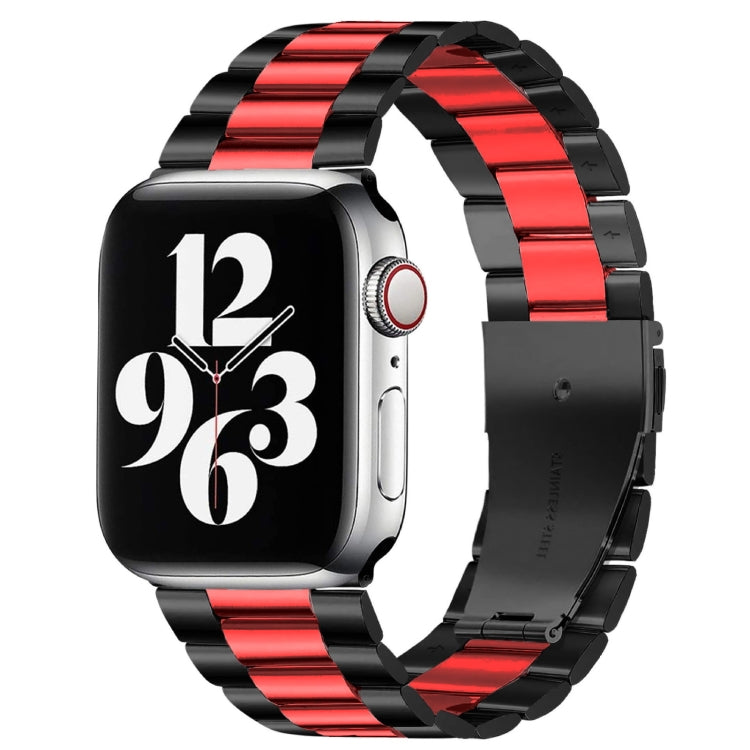 Für Apple Watch Series 10 42 mm / 9 &amp; 8 &amp; 7 41 mm / SE 3 &amp; SE 2 &amp; 6 &amp; SE 5 &amp; 4 40 mm / 3 &amp; 2 &amp; 1 38 mm Faltschließe, 3-Perlen-Armband aus Edelstahl
