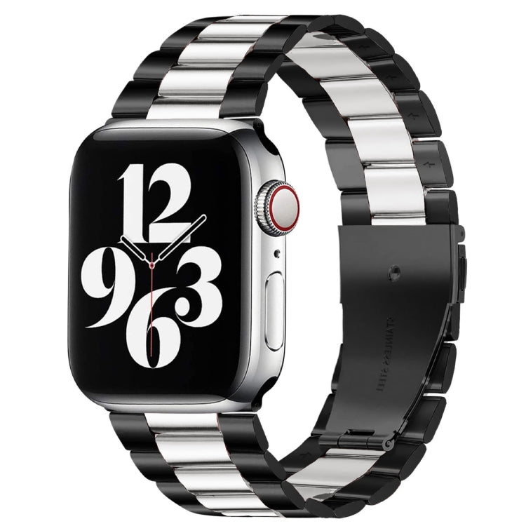 Für Apple Watch Series 10 42 mm / 9 &amp; 8 &amp; 7 41 mm / SE 3 &amp; SE 2 &amp; 6 &amp; SE 5 &amp; 4 40 mm / 3 &amp; 2 &amp; 1 38 mm Faltschließe, 3-Perlen-Armband aus Edelstahl