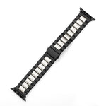 Für Apple Watch Series 10 42 mm / 9 &amp; 8 &amp; 7 41 mm / SE 3 &amp; SE 2 &amp; 6 &amp; SE 5 &amp; 4 40 mm / 3 &amp; 2 &amp; 1 38 mm Faltschließe, 3-Perlen-Armband aus Edelstahl