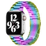 Für Apple Watch Series 10 42 mm / 9 &amp; 8 &amp; 7 41 mm / SE 3 &amp; SE 2 &amp; 6 &amp; SE 5 &amp; 4 40 mm / 3 &amp; 2 &amp; 1 38 mm Faltschließe, 3-Perlen-Armband aus Edelstahl
