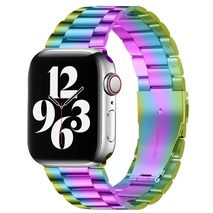 Für Apple Watch Series 10 42 mm / 9 &amp; 8 &amp; 7 41 mm / SE 3 &amp; SE 2 &amp; 6 &amp; SE 5 &amp; 4 40 mm / 3 &amp; 2 &amp; 1 38 mm Faltschließe, 3-Perlen-Armband aus Edelstahl