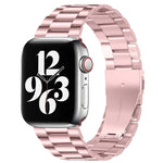 Für Apple Watch Series 10 42 mm / 9 &amp; 8 &amp; 7 41 mm / SE 3 &amp; SE 2 &amp; 6 &amp; SE 5 &amp; 4 40 mm / 3 &amp; 2 &amp; 1 38 mm Faltschließe, 3-Perlen-Armband aus Edelstahl