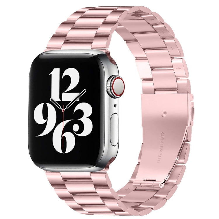 Für Apple Watch Series 10 42 mm / 9 &amp; 8 &amp; 7 41 mm / SE 3 &amp; SE 2 &amp; 6 &amp; SE 5 &amp; 4 40 mm / 3 &amp; 2 &amp; 1 38 mm Faltschließe, 3-Perlen-Armband aus Edelstahl