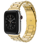 Für Apple Watch Series 10 42 mm / 9 &amp; 8 &amp; 7 41 mm / SE 3 &amp; SE 2 &amp; 6 &amp; SE 5 &amp; 4 40 mm / 3 &amp; 2 &amp; 1 38 mm Faltschließe, 3-Perlen-Armband aus Edelstahl
