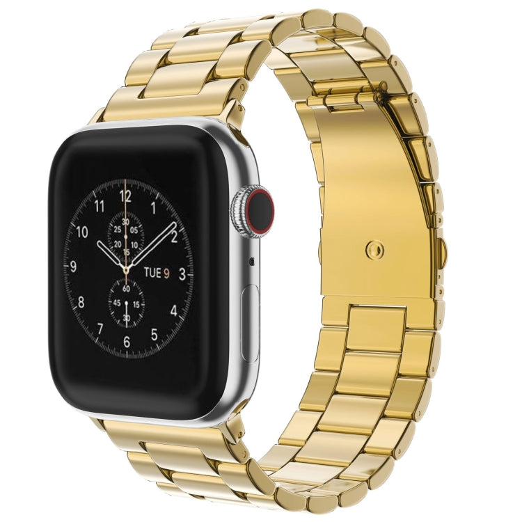 Für Apple Watch Series 10 42 mm / 9 &amp; 8 &amp; 7 41 mm / SE 3 &amp; SE 2 &amp; 6 &amp; SE 5 &amp; 4 40 mm / 3 &amp; 2 &amp; 1 38 mm Faltschließe, 3-Perlen-Armband aus Edelstahl