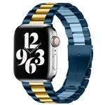Für Apple Watch Series 10 42 mm / 9 &amp; 8 &amp; 7 41 mm / SE 3 &amp; SE 2 &amp; 6 &amp; SE 5 &amp; 4 40 mm / 3 &amp; 2 &amp; 1 38 mm Faltschließe, 3-Perlen-Armband aus Edelstahl