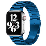 Für Apple Watch Series 10 42 mm / 9 &amp; 8 &amp; 7 41 mm / SE 3 &amp; SE 2 &amp; 6 &amp; SE 5 &amp; 4 40 mm / 3 &amp; 2 &amp; 1 38 mm Faltschließe, 3-Perlen-Armband aus Edelstahl