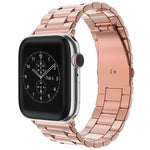 Für Apple Watch Series 10 42 mm / 9 &amp; 8 &amp; 7 41 mm / SE 3 &amp; SE 2 &amp; 6 &amp; SE 5 &amp; 4 40 mm / 3 &amp; 2 &amp; 1 38 mm Faltschließe, 3-Perlen-Armband aus Edelstahl