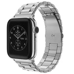 Für Apple Watch Series 10 42 mm / 9 &amp; 8 &amp; 7 41 mm / SE 3 &amp; SE 2 &amp; 6 &amp; SE 5 &amp; 4 40 mm / 3 &amp; 2 &amp; 1 38 mm Faltschließe, 3-Perlen-Armband aus Edelstahl