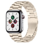 Für Apple Watch Series 10 42 mm / 9 &amp; 8 &amp; 7 41 mm / SE 3 &amp; SE 2 &amp; 6 &amp; SE 5 &amp; 4 40 mm / 3 &amp; 2 &amp; 1 38 mm Faltschließe, 3-Perlen-Armband aus Edelstahl