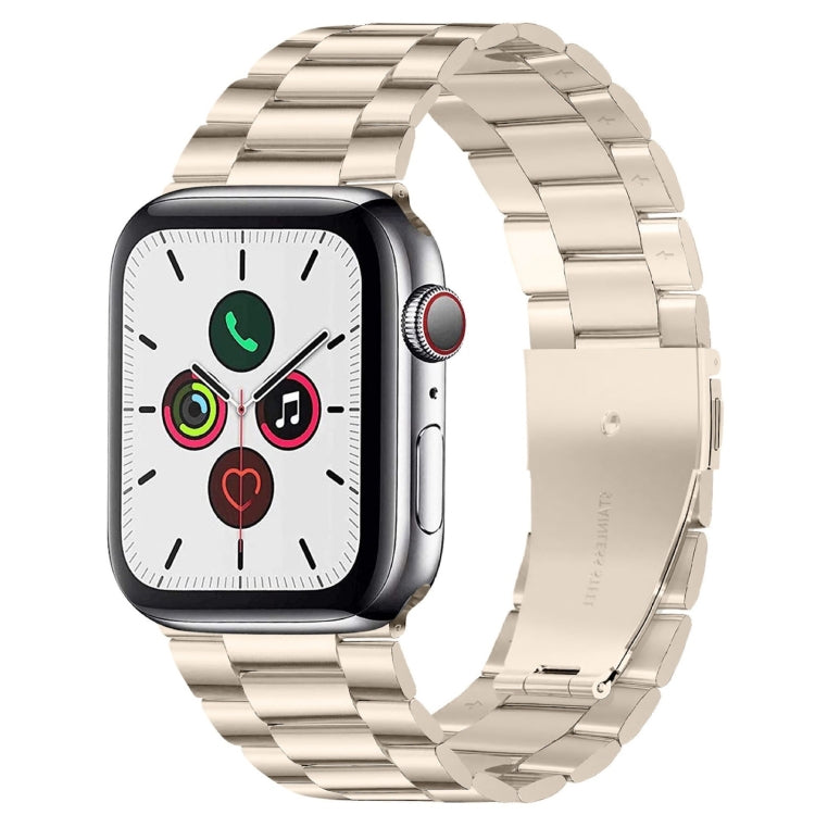 Für Apple Watch Series 10 42 mm / 9 &amp; 8 &amp; 7 41 mm / SE 3 &amp; SE 2 &amp; 6 &amp; SE 5 &amp; 4 40 mm / 3 &amp; 2 &amp; 1 38 mm Faltschließe, 3-Perlen-Armband aus Edelstahl