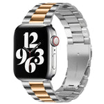 Für Apple Watch Series 10 42 mm / 9 &amp; 8 &amp; 7 41 mm / SE 3 &amp; SE 2 &amp; 6 &amp; SE 5 &amp; 4 40 mm / 3 &amp; 2 &amp; 1 38 mm Faltschließe, 3-Perlen-Armband aus Edelstahl
