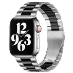 Für Apple Watch Series 10 42 mm / 9 &amp; 8 &amp; 7 41 mm / SE 3 &amp; SE 2 &amp; 6 &amp; SE 5 &amp; 4 40 mm / 3 &amp; 2 &amp; 1 38 mm Faltschließe, 3-Perlen-Armband aus Edelstahl