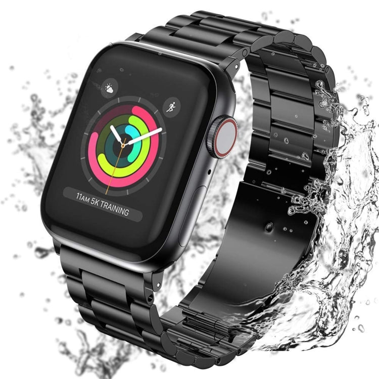 Für Apple Watch Series 10 42 mm / 9 &amp; 8 &amp; 7 41 mm / SE 3 &amp; SE 2 &amp; 6 &amp; SE 5 &amp; 4 40 mm / 3 &amp; 2 &amp; 1 38 mm Faltschließe, 3-Perlen-Armband aus Edelstahl