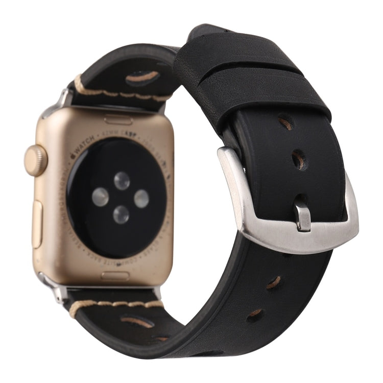 Für Apple Watch Series 7 45 mm / 6 &amp; SE &amp; 5 &amp; 4 44 mm / 42 mm 3 &amp; 2 &amp; 1 Retro-Armband aus echtem Leder mit Lochmuster, für 42 mm