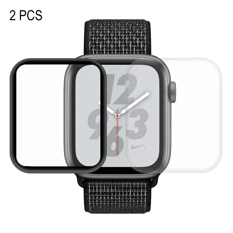 2 Stück ENKAY Hat-Prince 3D Vollbild-PET-Schutzfolie + 3D Vollbild-PET-Schutzfolie mit galvanischer Beschichtung, gebogen, hitzebeständig, HD-Displayschutzfolie für Apple Watch Series 6 / 5 / 4 / Watch SE 44 mm