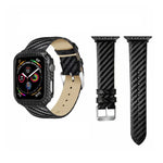 Echtleder-Carbonfaser-Armband für Apple Watch Series 5 &amp; 4 (40 mm) &amp; Series 3 &amp; 2 &amp; 1 (38 mm)