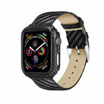 Armband und Rahmen aus echtem Leder und Kohlefaser für Apple Watch Series 4 (40 mm)