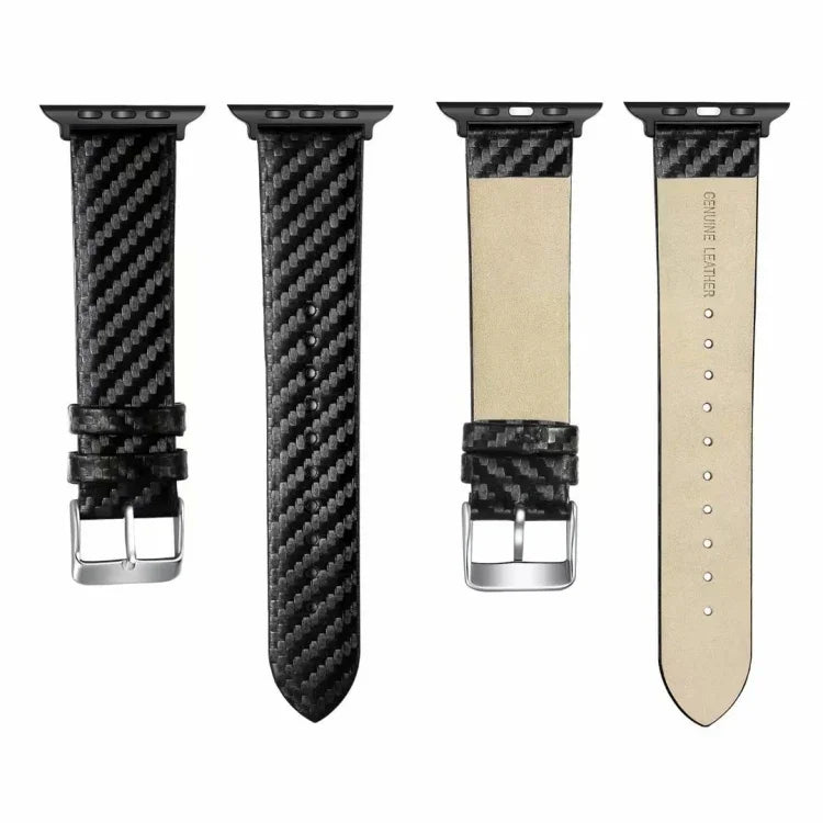 Armband und Rahmen aus echtem Leder und Kohlefaser für Apple Watch Series 4 (40 mm)