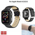 Armband und Rahmen aus echtem Leder und Kohlefaser für Apple Watch Series 4 (40 mm)