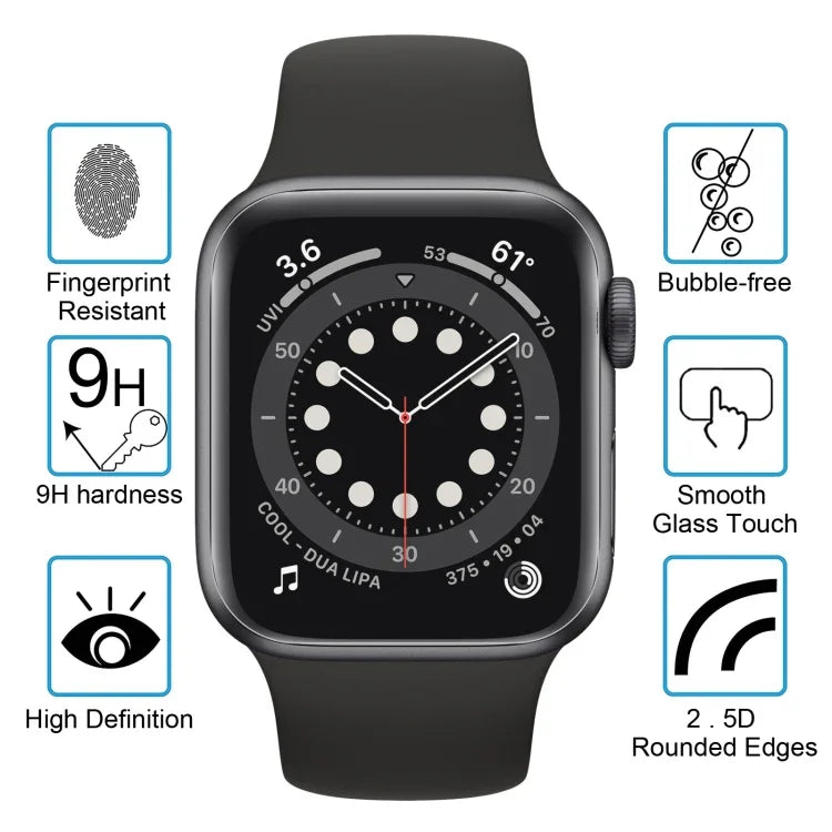 9H 2.5D Schutzglasfolie aus gehärtetem Glas für Apple Watch Series 6 / 5 / 4 / Watch SE 44 mm