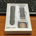 Armband und Rahmen aus echtem Leder und Kohlefaser für Apple Watch Series 3, 2 und 1 (38 mm)