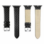 Armband und Rahmen aus echtem Leder und Kohlefaser für Apple Watch Series 3, 2 und 1 (42 mm)