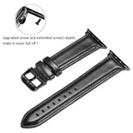 Schwarzes Lederarmband mit Dornschließe für Apple Watch Ultra 49 mm &amp; Watch Ultra 2 49 mm / Series 10 46 mm / 9 &amp; 8 &amp; 7 45 mm / SE 3 &amp; SE 2 &amp; 6 &amp; SE &amp; 5 &amp; 4 44 mm / 3 &amp; 2 &amp; 1 42 mm