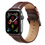 Schwarzes Lederarmband mit Dornschließe für Apple Watch Ultra 49 mm &amp; Watch Ultra 2 49 mm / Series 10 46 mm / 9 &amp; 8 &amp; 7 45 mm / SE 3 &amp; SE 2 &amp; 6 &amp; SE &amp; 5 &amp; 4 44 mm / 3 &amp; 2 &amp; 1 42 mm