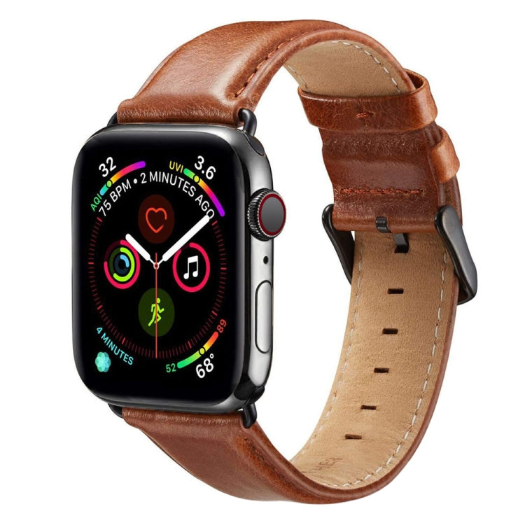 Schwarzes Lederarmband mit Dornschließe für Apple Watch Ultra 49 mm &amp; Watch Ultra 2 49 mm / Series 10 46 mm / 9 &amp; 8 &amp; 7 45 mm / SE 3 &amp; SE 2 &amp; 6 &amp; SE &amp; 5 &amp; 4 44 mm / 3 &amp; 2 &amp; 1 42 mm