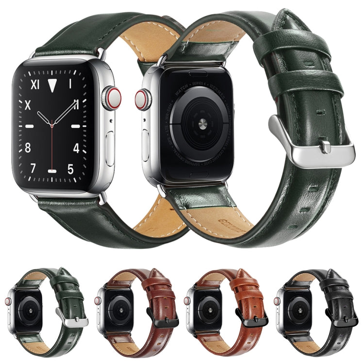 Schwarzes Lederarmband mit Dornschließe für Apple Watch Ultra 49 mm &amp; Watch Ultra 2 49 mm / Series 10 46 mm / 9 &amp; 8 &amp; 7 45 mm / SE 3 &amp; SE 2 &amp; 6 &amp; SE &amp; 5 &amp; 4 44 mm / 3 &amp; 2 &amp; 1 42 mm