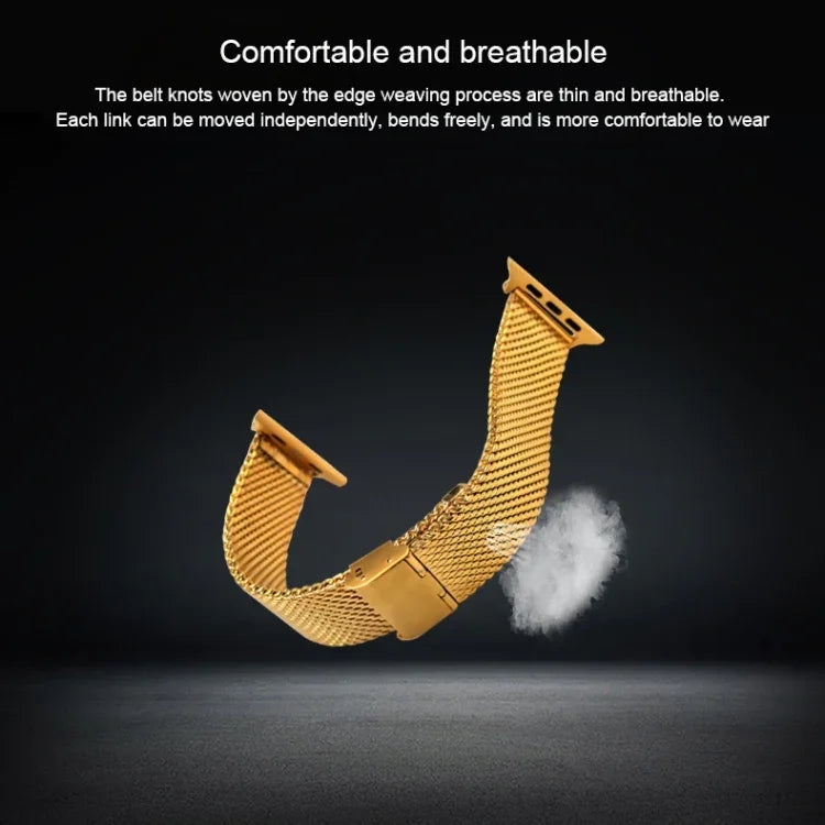 Milanaise-Armband aus Edelstahl 304 mit Verbindungsstück für Apple Watch Series 10 (42 mm), 9, 8 und 7 (41 mm), SE 3, SE 2, 6, SE, 5 und 4 (40 mm) sowie 3, 2 und 1 (38 mm) und Apple Watch Series 7 (41 mm), 6, SE, 5 und 4 (40 mm).