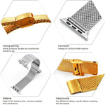 304 Edelstahl-Milanaise-Uhrenarmband mit Adapter für Apple Watch Ultra 49mm & Watch Ultra 2 49mm / Series 10 46mm / 9&8&7 45mm / SE 3&SE 2&6&SE&5&4 44mm / 3&2&1 42mm, für Apple Watch Series 7 45mm / & 6 & SE & 5 & 4 44mm