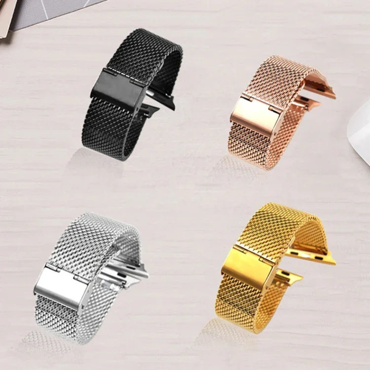 304 Edelstahl-Milanaise-Uhrenarmband mit Adapter für Apple Watch Ultra 49mm & Watch Ultra 2 49mm / Series 10 46mm / 9&8&7 45mm / SE 3&SE 2&6&SE&5&4 44mm / 3&2&1 42mm, für Apple Watch Series 7 45mm / & 6 & SE & 5 & 4 44mm