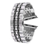 20 mm Damen-Armband mit verdeckter Faltschließe, 7 Perlen, Edelstahl, für Apple Watch 38 mm (Silber/Gold), 20 mm Damen