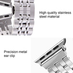 20 mm Damen-Armband mit verdeckter Faltschließe, 7 Perlen, Edelstahl, für Apple Watch 38 mm (Silber/Gold), 20 mm Damen
