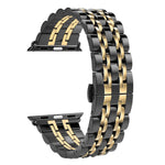 Versteckte Schmetterlingsschließe, 7-Perlen-Edelstahlarmband für Apple Watch 42 mm (Silber/Gold), 20 mm Damen