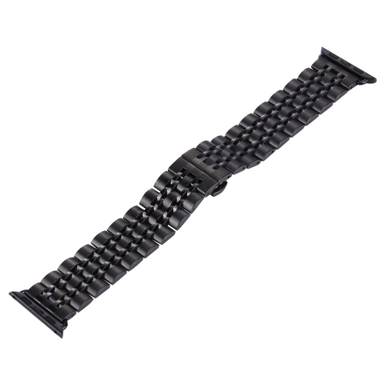 Versteckte Schmetterlingsschließe, 7-Perlen-Edelstahlarmband für Apple Watch 42 mm (Silber/Gold), 20 mm Damen