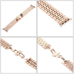 Versteckte Schmetterlingsschließe, 7-Perlen-Edelstahlarmband für Apple Watch 42 mm (Silber/Gold), 20 mm Damen